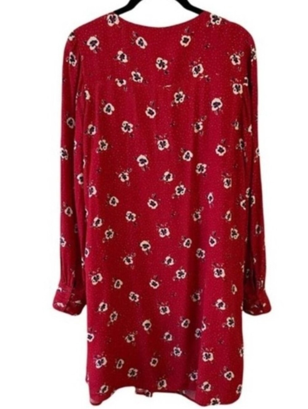 Sézane Joe dress in red floral print long sleeves button-front design Size 38/6 - Picture 5 of 16
